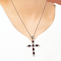 Bluekey AA-grade Cross Red Garnet Rough Necklace 250504-06 (33936023A)