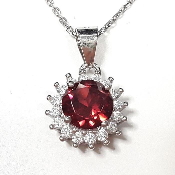 Bluekey AA-grade round rubellite pendant 250504-03 (33936027A)