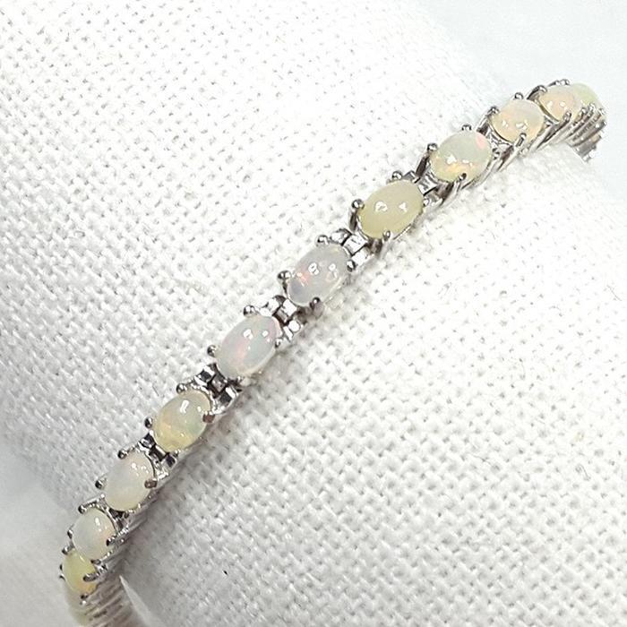 Bluekey A-grade captivator milk opal raw stone bracelet 250508-14 (35659981A)