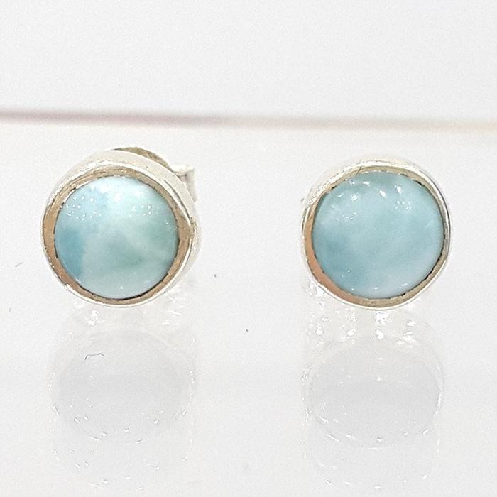 Blueke A-grade Simple Green Larimar Gem Earrings 250704-11 (38762801A)