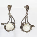 Bluekey A-grade antique flower brooch raw stone earrings 250803-24 (39394129A)