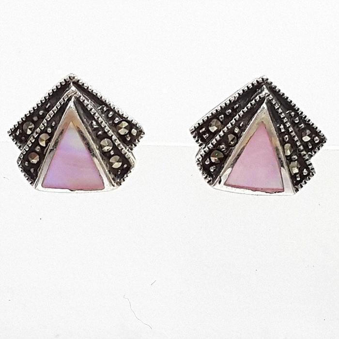 BlueKe A-grade antique triangular cabochon raw stone ear cuffs 250803-19 (39394134A)