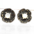 Bluekey A-grade antique flower brooch raw gem earing 250803-10 (39394139A)