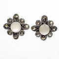 Bluekey A-grade antique flower brooch raw gemstone earrings 250803-12 (39630242A)