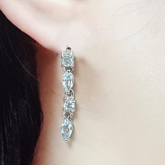 Bluekey A-grade Long Blue Topaz Gem Earrings 250804-23 (40017951A)