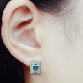 Bluekey AA-grade rectangular sapphire earrings 250804-20 (40017953A)