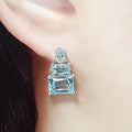 Bluekey AA-grade square blue topaz raw stone earrings 250804-21 (40017954A)