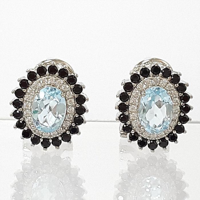 Bluekey A-grade Spinel Blue Topaz Raw Stone Earrings 250804-18 (40017956A)