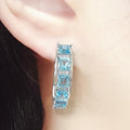 BlueKey AA-grade long blue topaz gem earings 250804-17 (40017957A)