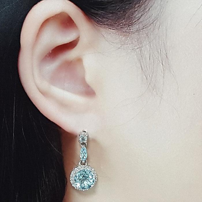 Bluekey AA-grade Long Blue Topaz Gem Earrings 250804-16 (40017958A)
