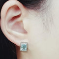Bluekey AA Grade Square Blue Topaz Gem Earrings 250804-08 (40017970A)
