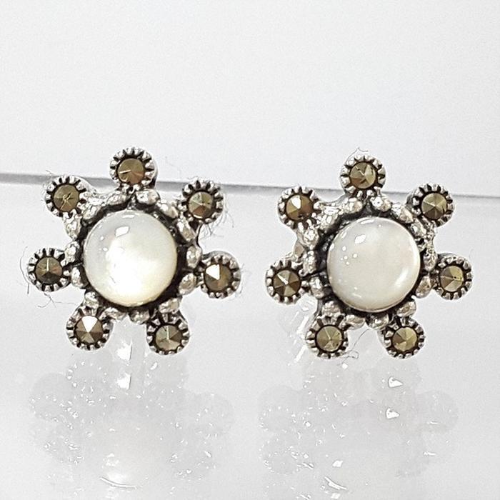 Bluekey A-grade antique round pearl earring 250804-05 (40017971A)