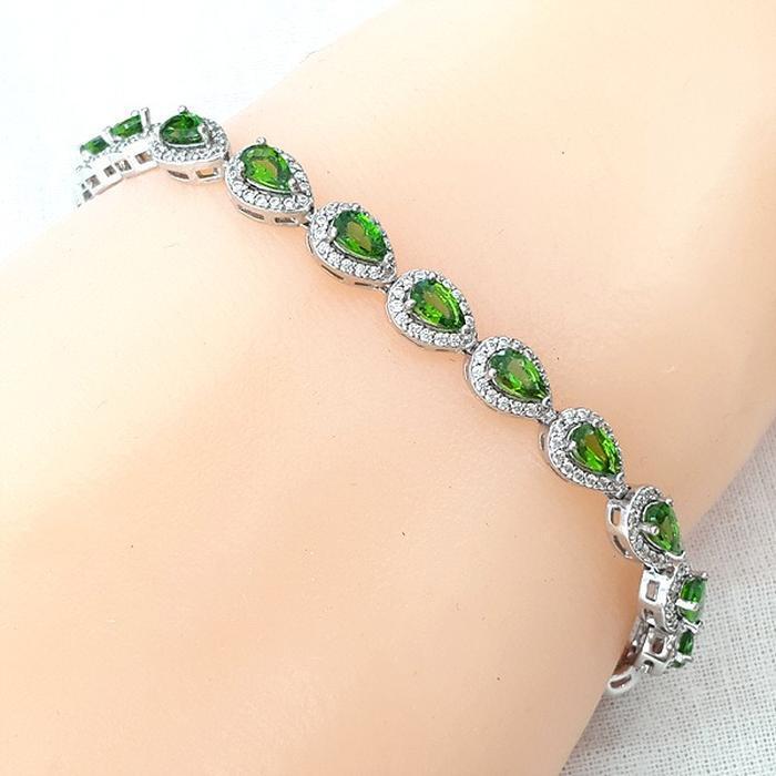 Bluekey AAA-grade Antique Green Tourmaline Raw Gem Bracelet 250901-06 (40953595A)