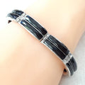 Bluekey B-grade medicine 17cm black onyx raw stone bracelet 250901-09 (40953597A)