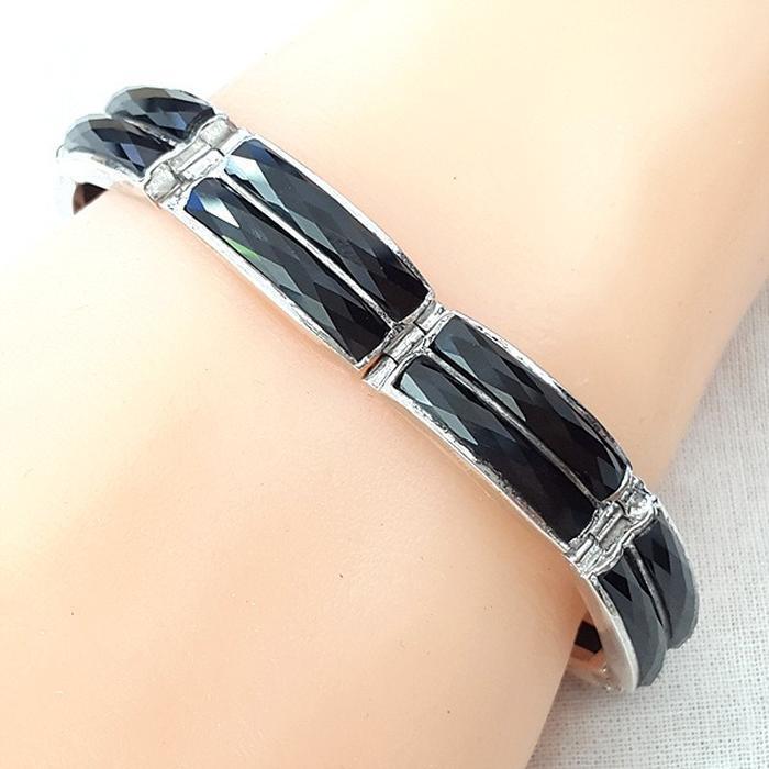 Bluekey B-grade medicine 17cm black onyx raw stone bracelet 250901-09 (40953597A)