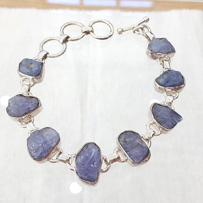 Bluekey A-grade antique Tanzanite raw stone bracelet 250901-02 (40953598A)