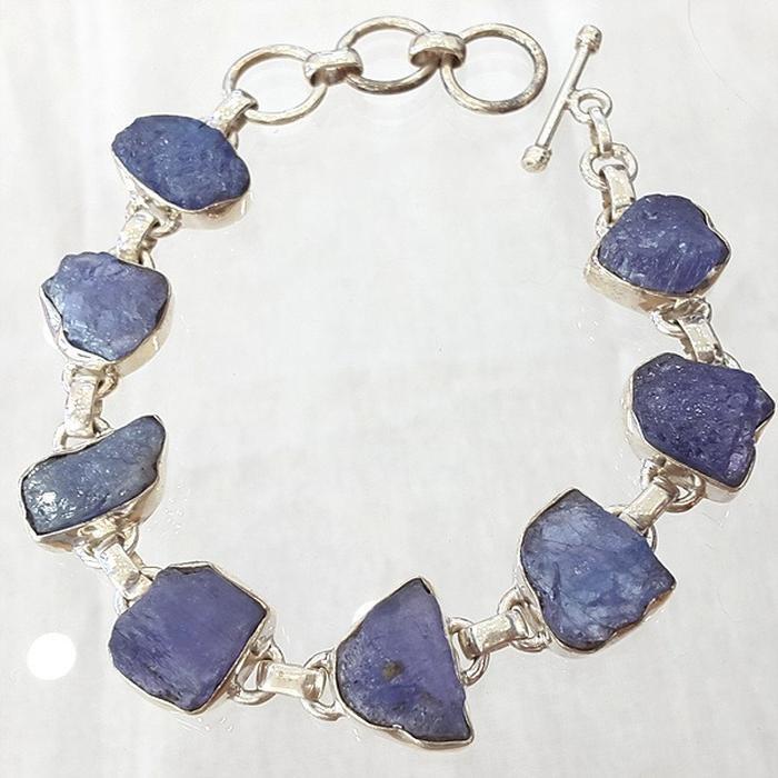 Bluekey AA-grade Antique Tanzanite Raw Gem Bracelet 250901-03 (40953607A)