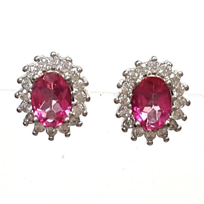 Bluekey AA-grade pink topaz rough earrings 250905-18 (41219025A)