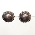 Bluekey AA-grade fresh water black pearls earrings 250905-10 (41219053A)