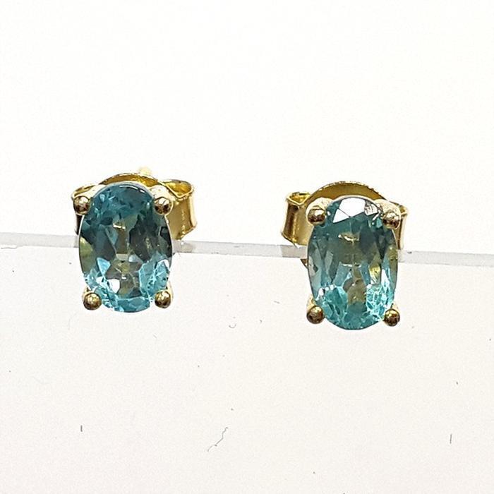 Bluekey A-grade Paraíba tourmaline raw gem earrings 250905-04 (41219055A)