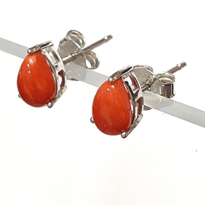 Bluekey AAA Red Coral Gem Earring 250904-24 (41219059A)
