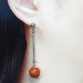 Bluekey A-grade Long Antique Moutshanhu Raw Gem Earrings 250904-18 (41219066A)