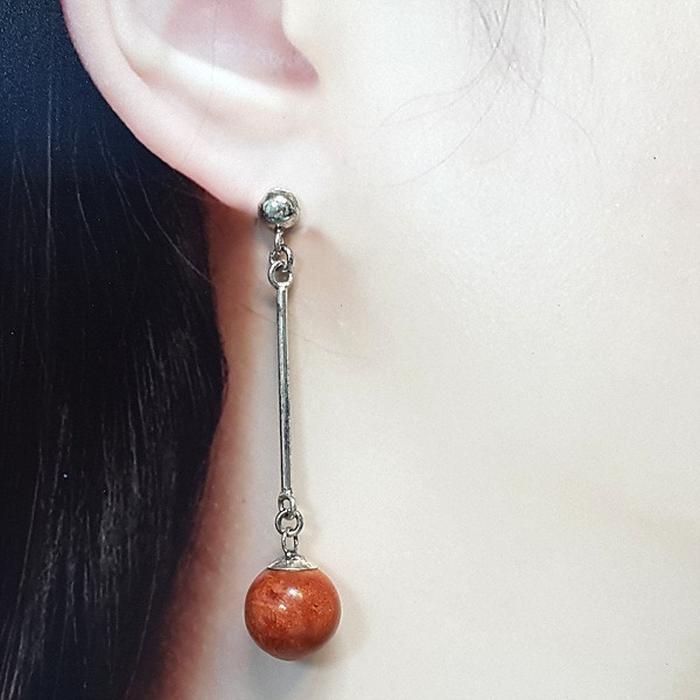 Bluekey A-grade Long Antique Moutshanhu Raw Gem Earrings 250904-18 (41219066A)