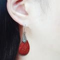 Bluekey A-grade long antique mountain sand jade earrings 250904-17 (41219079A)