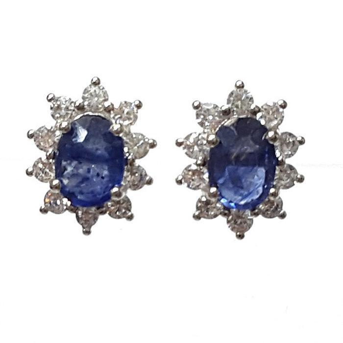 Bluekey AA-grade Blue Sapphire Raw Gemstone Earrings 250904-09 (41219080A)