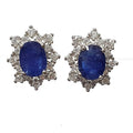 Bluekey AA-grade flower Blue Sapphire raw gem stud earring 250904-12 (41219083A)