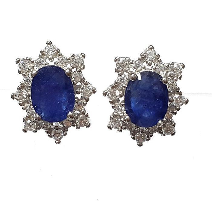 Bluekey AA-grade flower Blue Sapphire raw gem stud earring 250904-12 (41219083A)