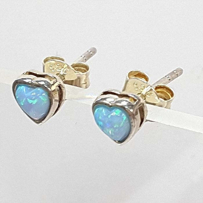 Bluekey Silver925 Heart Opal Synthetic Earring 250906-17 (41493521A)