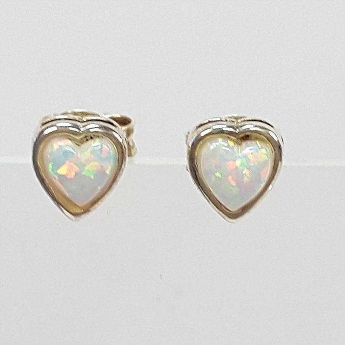 Bluekey Silver925 Heart Opal Synthetic Earring 250906-16 (41493524A)
