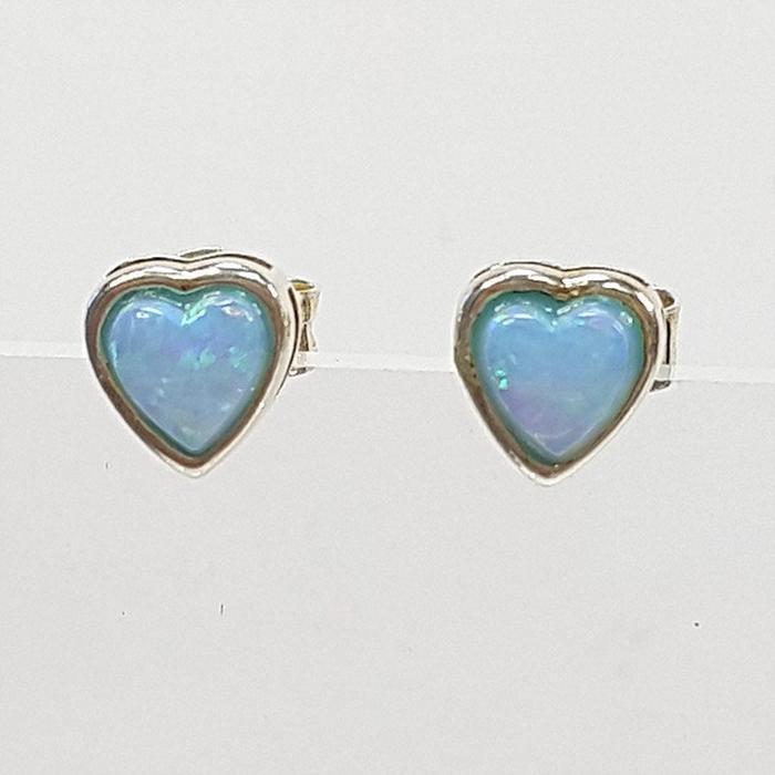 Bluekey Silver925 Heart Opal Synthetic Earring 250906-14 (41493526A)