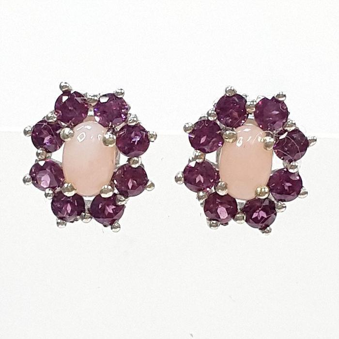 Bluekey A-rank Simple Pink Opal Gemstone Earring 250906-12 (41493528A)