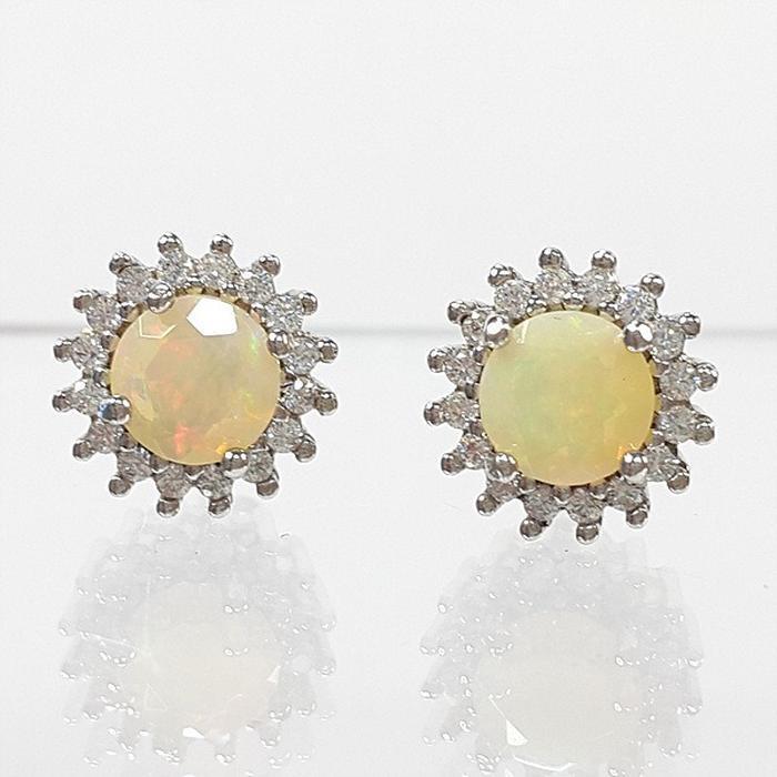 Bluekey AA Grade Simple Milk Opal Raw Stone Earrings 250906-09 (41493532A)