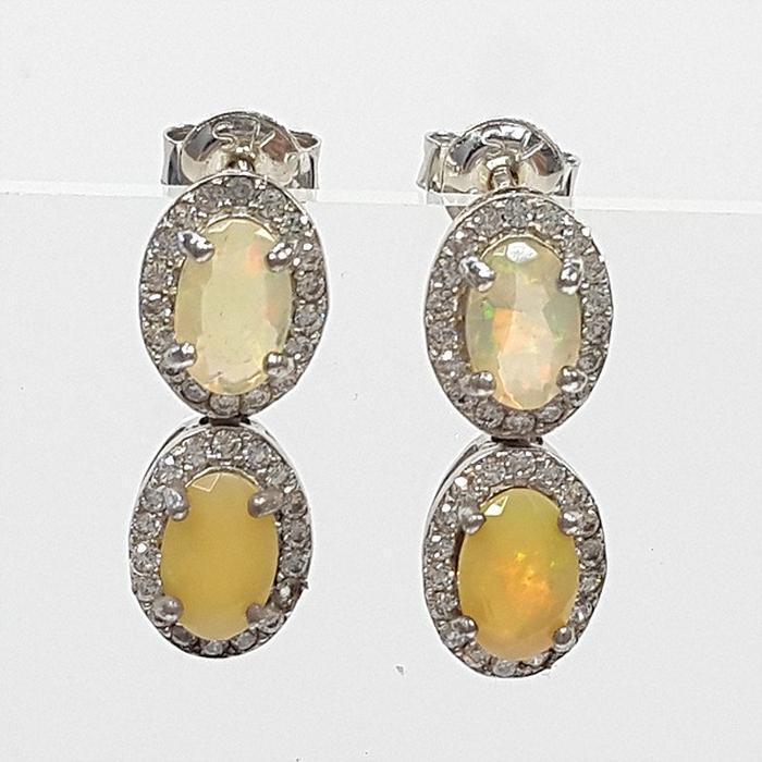 Bluekey Silver925 2mm Milk Opal Natural Earrings 250906-08 (41493538A)