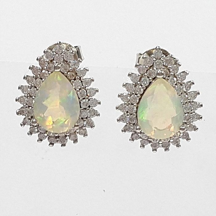 Bluekey AA-grade waterdrop milk opal raw stone earrings 250906-07 (41493668A)