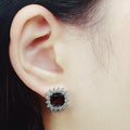 Bluekey AA-grade rectangular garnet gem earrings 250907-21 (41511091A)