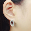 Bluekey A-grade Blood Garnet Raw Stone Earring 250907-17 (41511093A)