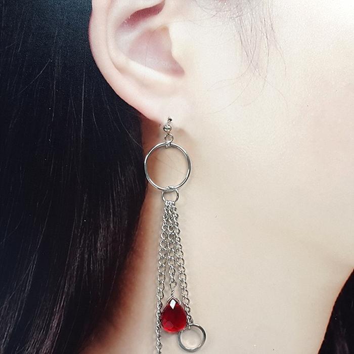 Bluekey Silver925 Synthetic Ruby Earrings 250907-15 (41511095A)