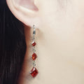 Bluekey Silver925 Synthetic Ruby Earrings 250907-14 (41511096A)