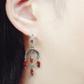 Bluekey Silver925 Synthetic Ruby Earrings 250907-13 (41511097A)