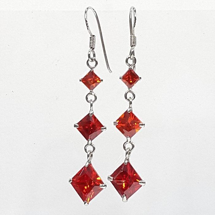 Bluekey Silver925 3Alruby Synthetic Earrings 250907-10 (41511103A)