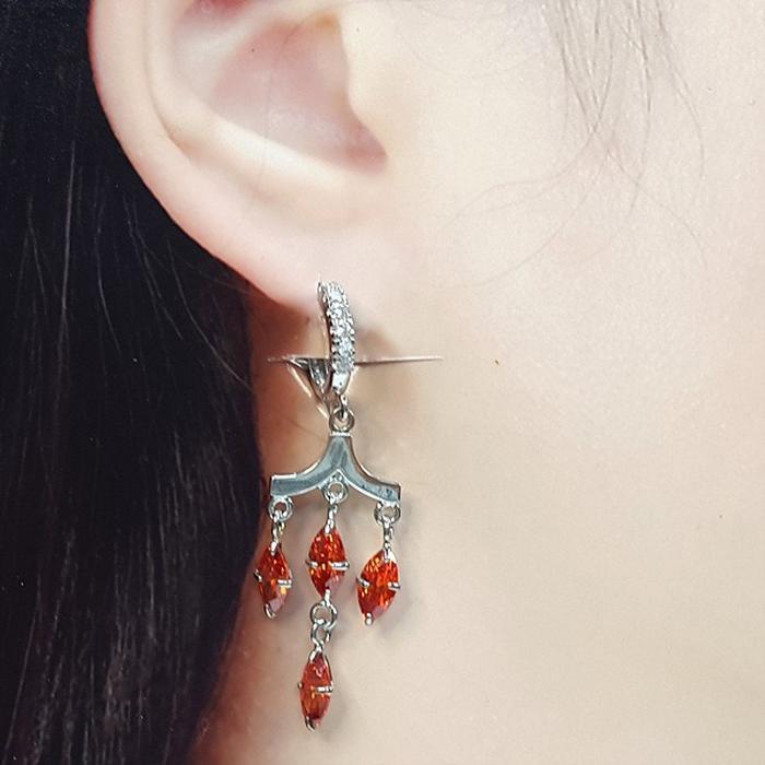 Bluekey Silver925 Synthetic Ruby Earrings 250907-11 (41511104A)