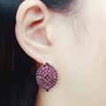 Bluekey A-grade marmora ruby raw stone clip earrings 250907-05 (41511109A)