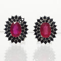 Bluekey AA-grade ruby rough clip earrings 250907-02 (41511117A)