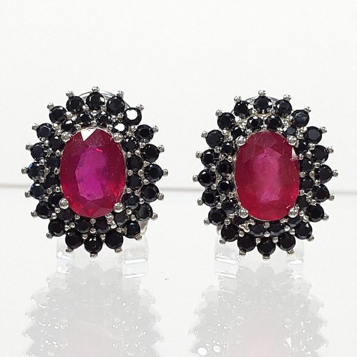 Bluekey AA-grade ruby rough clip earrings 250907-02 (41511117A)