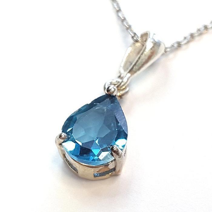 [BLUE K] AA Grade London Blue Topaz Raw Stone Necklace 251001-02 (41563459A)