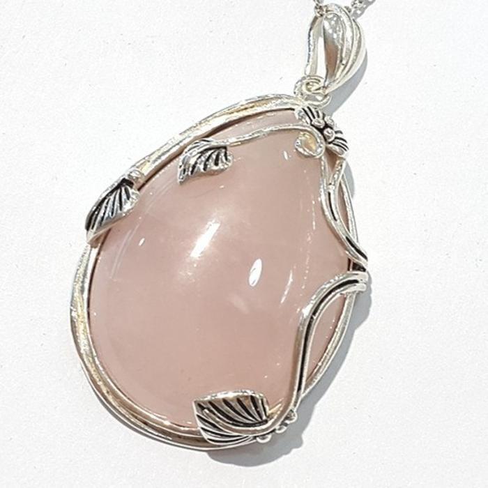 Bluekey AA-grade Pink Rose Quartz Pendant 210430-17n (43890490A)